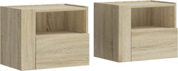 vidaXL - Nachtkastjes - 2 - st - wandgemonteerd - 45x30x35 - cm - sonoma - eikenkleur
