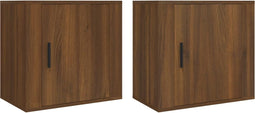 vidaXL - Nachtkastjes - 2 - st - wandgemonteerd - 50x30x47 - cm - bruin - eikenkleur