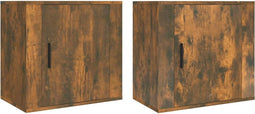 vidaXL - Nachtkastjes - 2 - st - wandgemonteerd - 50x30x47 - cm - gerookt - eikenkleur