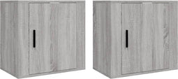 vidaXL - Nachtkastjes - 2 - st - wandgemonteerd - 50x30x47 - cm - grijs - sonoma - eiken