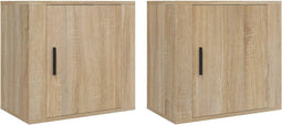 vidaXL - Nachtkastjes - 2 - st - wandgemonteerd - 50x30x47 - cm - sonoma - eikenkleur