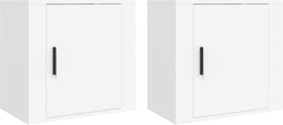 vidaXL - Nachtkastjes - 2 - st - wandgemonteerd - 50x30x47 - cm - wit