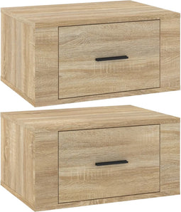 vidaXL - Nachtkastjes - 2 - st - wandgemonteerd - 50x36x25 - cm - sonoma - eikenkleur