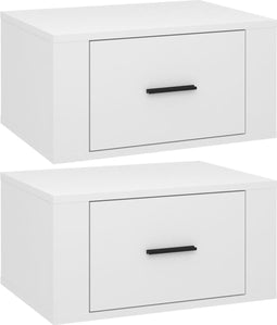 vidaXL - Nachtkastjes - 2 - st - wandgemonteerd - 50x36x25 - cm - hoogglans - wit