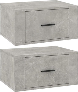 vidaXL - Nachtkastjes - 2 - st - wandgemonteerd - 50x36x25 - cm - betongrijs