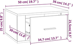 vidaXL - Nachtkastjes - 2 - st - wandgemonteerd - 50x36x25 - cm - grijs - sonoma - eiken