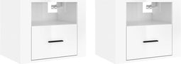 vidaXL - Nachtkastjes - 2 - st - wandgemonteerd - 50x36x40 - cm - hoogglans - wit
