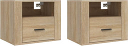 vidaXL - Nachtkastjes - 2 - st - wandgemonteerd - 50x36x40 - cm - sonoma - eikenkleur