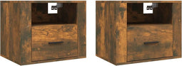 vidaXL - Nachtkastjes - 2 - st - wandgemonteerd - 50x36x40 - cm - gerookt - eikenkleur