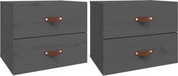 vidaXL - Nachtkastjes - 2 - st - wandgemonteerd - 50x36x40 - cm - grijs