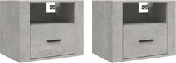 vidaXL - Nachtkastjes - 2 - st - wandgemonteerd - 50x36x40 - cm - betongrijs