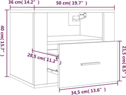 vidaXL - Nachtkastjes - 2 - st - wandgemonteerd - 50x36x40 - cm - zwart