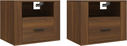 vidaXL - Nachtkastjes - 2 - st - wandgemonteerd - 50x36x40 - cm - bruin - eikenkleur