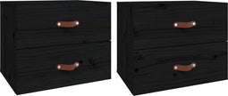 vidaXL - Nachtkastjes - 2 - st - wandgemonteerd - 50x36x40 - cm - zwart