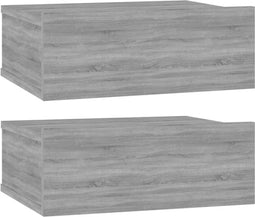 vidaXL - Nachtkastjes - 2 - st - zwevend - 40x30x15 - cm - bewerkt - hout - grijs - sonoma
