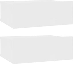 vidaXL - Nachtkastjes - 2 - st - zwevend - 40x30x15 - cm - bewerkt - hout - wit