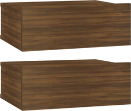 vidaXL - Nachtkastjes - 2 - st - zwevend - 40x30x15 - cm - bewerkt - hout - bruineiken