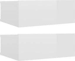 vidaXL - Nachtkastjes - 2 - st - zwevend - 40x30x15cm - bewerkt - hout - hoogglans - wit