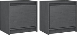 vidaXL - Nachtkastjes - 2st - 40x30,5x40 - cm - massief - grenenhout - grijs