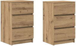 vidaXL - Nachtkastjes - 3 - lades - 2 - st - 39x35x65 - cm - ambachtelijk - eikenkleurig