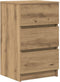 vidaXL - Nachtkastjes - 3 - lades - 2 - st - 39x35x65 - cm - ambachtelijk - eikenkleurig