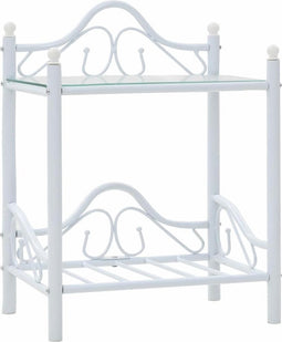 vidaXL - Nachtkastjes - 45x30,5x60 - cm - staal - en - gehard - glas - wit