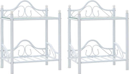 vidaXL - Nachtkastjes - 45x30,5x60 - cm - staal - en - gehard - glas - wit - 2 - st