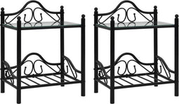 vidaXL - Nachtkastjes - 45x30,5x60 - cm - staal - en - gehard - glass - 2 - st