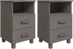 vidaXL - Nachtkastjes - HAMAR - 2 - st - 40x35x62 - cm - grenenhout - lichtgrijs