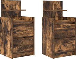 vidaXL - Nachtkastjes - met - 2 - lades - 2 - st - 38x34x80 - cm - gerookt - eikenkleurig