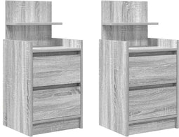 vidaXL - Nachtkastjes - met - 2 - lades - 2 - st - 38x34x80 - cm - grijs - sonoma