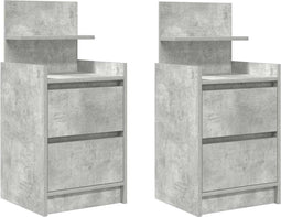 vidaXL - Nachtkastjes - met - 2 - lades - 2 - st - 38x34x80 - cm - betongrijs