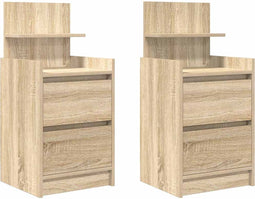 vidaXL - Nachtkastjes - met - 2 - lades - 2 - st - 38x34x80 - cm - Sonoma - eikenkleurig