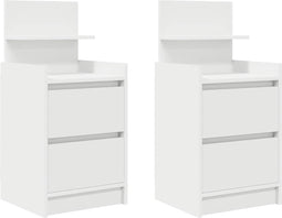 vidaXL - Nachtkastjes - met - 2 - lades - 2 - st - 38x34x80 - cm - wit