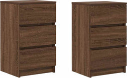 vidaXL - Nachtkastjes - met - 3 - lades - 2 - st - 39x35x65 - cm - bruin - eikenkleurig
