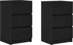 vidaXL - Nachtkastjes - met - 3 - lades - 2 - st - 39x35x65 - cm - zwart