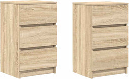 vidaXL - Nachtkastjes - met - 3 - lades - 2 - st - 39x35x65 - cm - Sonoma - eikenkleurig