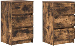 vidaXL - Nachtkastjes - met - 3 - lades - 2 - st - 39x35x65 - cm - gerookt - eikenkleurig