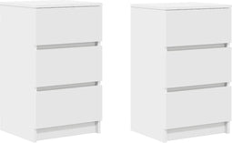vidaXL - Nachtkastjes - met - 3 - lades - 2 - st - 39x35x65 - cm - wit