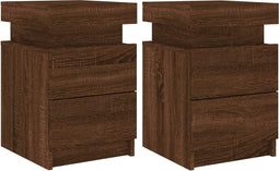 vidaXL - Nachtkastjes - met - LED - 2 - st - 35x39x55 - cm - bruin - eikenkleur