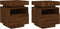 vidaXL - Nachtkastjes - met - LED - 2 - st - 40x39x48,5 - cm - bruin - eikenkleur