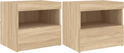 vidaXL - Nachtkastjes - met - LED - 2 - st - 50x40x45 - cm - sonoma - eikenkleurig