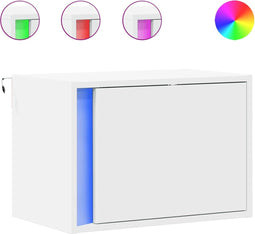 vidaXL - Nachtkastjes - met - LED's - 2 - st - wandgemonteerd - wit