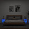 vidaXL - Nachtkastjes - met - LED's - 2 - st - wandgemonteerd - wit