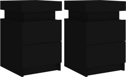 vidaXL - Nachtkastjes - met - LED-verlichting - 2 - st - 35x39x55 - cm - zwart