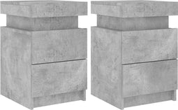 vidaXL - Nachtkastjes - met - LED-verlichting - 2 - st - 35x39x55 - cm - betongrijs