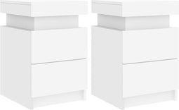 vidaXL - Nachtkastjes - met - LED-verlichting - 2 - st - 35x39x55 - cm - wit