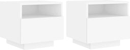 vidaXL - Nachtkastjes - met - LED-verlichting - 2 - st - 40x39x37 - cm - wit