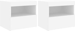 vidaXL - Nachtkastjes - met - LED-verlichting - 2 - st - 50x40x45 - cm - wit