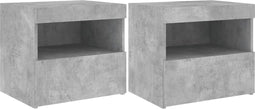 vidaXL - Nachtkastjes - met - LED-verlichting - 2 - st - 50x40x45 - cm - betongrijs